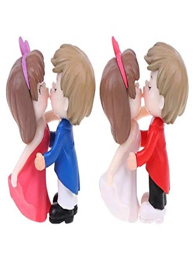 BHOOLU&GOOLU Resin Sweety Lovers Couple Kissing Style 14 Figurine Miniature Set - 4 pcs (Multicolor, Small) - Image 1